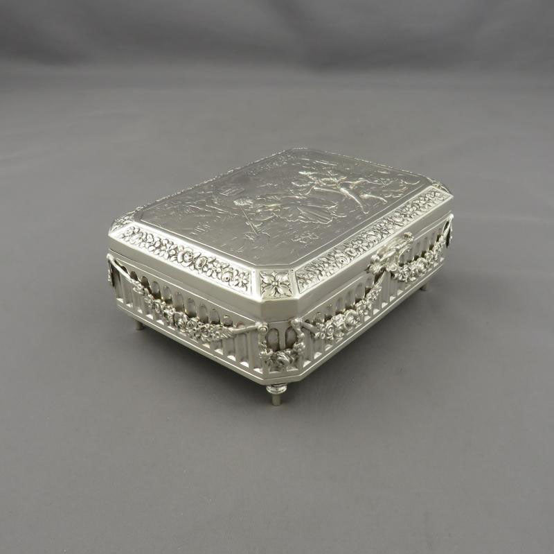 German Scenic Silver Jewellery Box | JH Tee Antiques