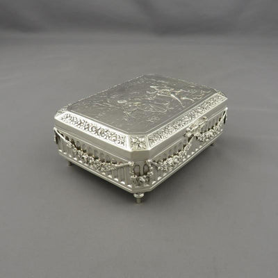 German Scenic Silver Jewellery Box - JH Tee Antiques