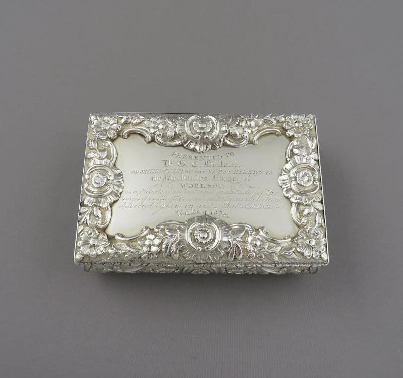 Nathaniel Mills Silver Table Snuff Box - JH Tee Antiques