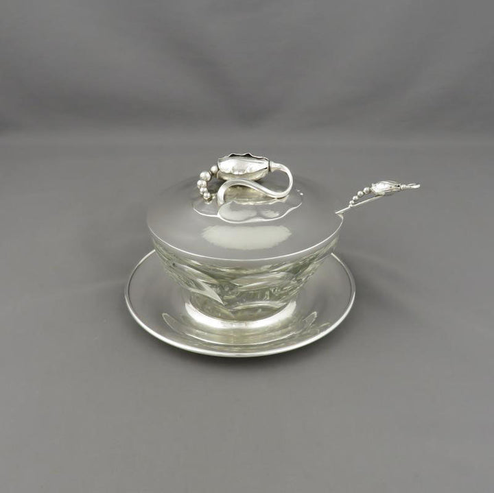 Georg Jensen Silver and Crystal Preserve Jar - JH Tee Antiques