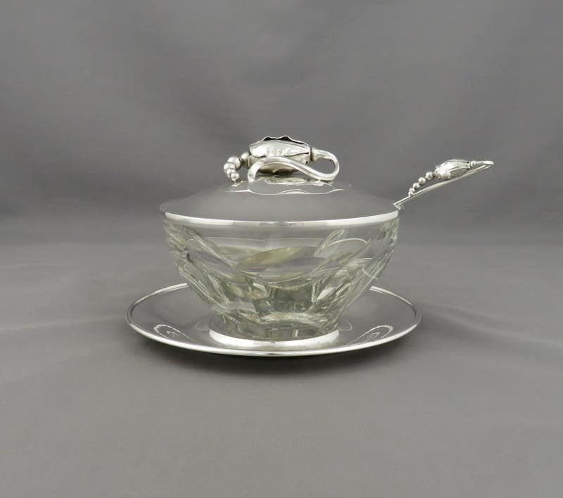 Georg Jensen Silver and Crystal Preserve Jar - JH Tee Antiques
