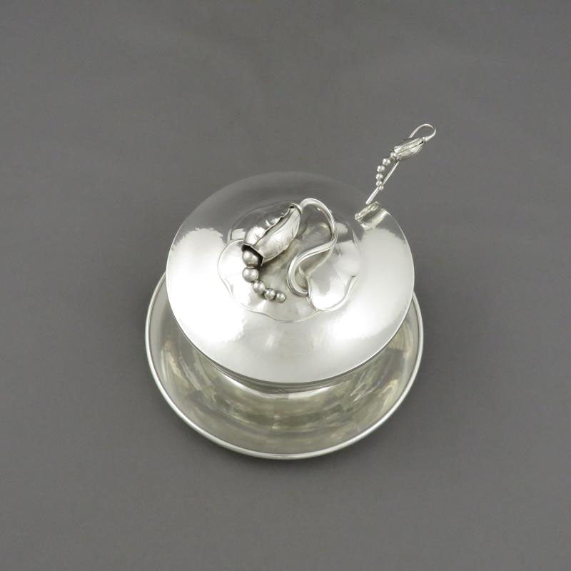 Georg Jensen Silver and Crystal Preserve Jar - JH Tee Antiques