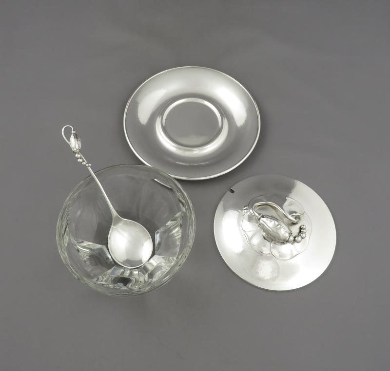Georg Jensen Silver and Crystal Preserve Jar - JH Tee Antiques