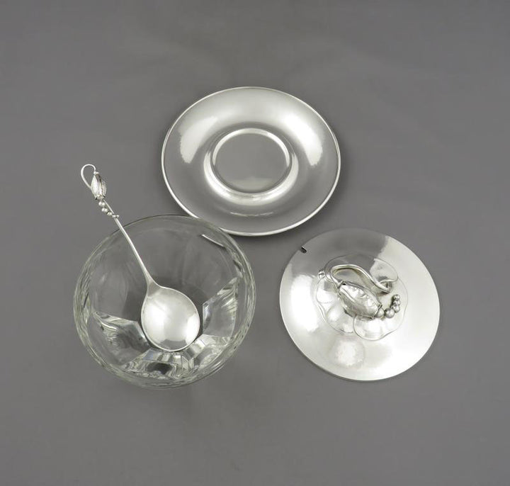 Georg Jensen Silver and Crystal Preserve Jar - JH Tee Antiques