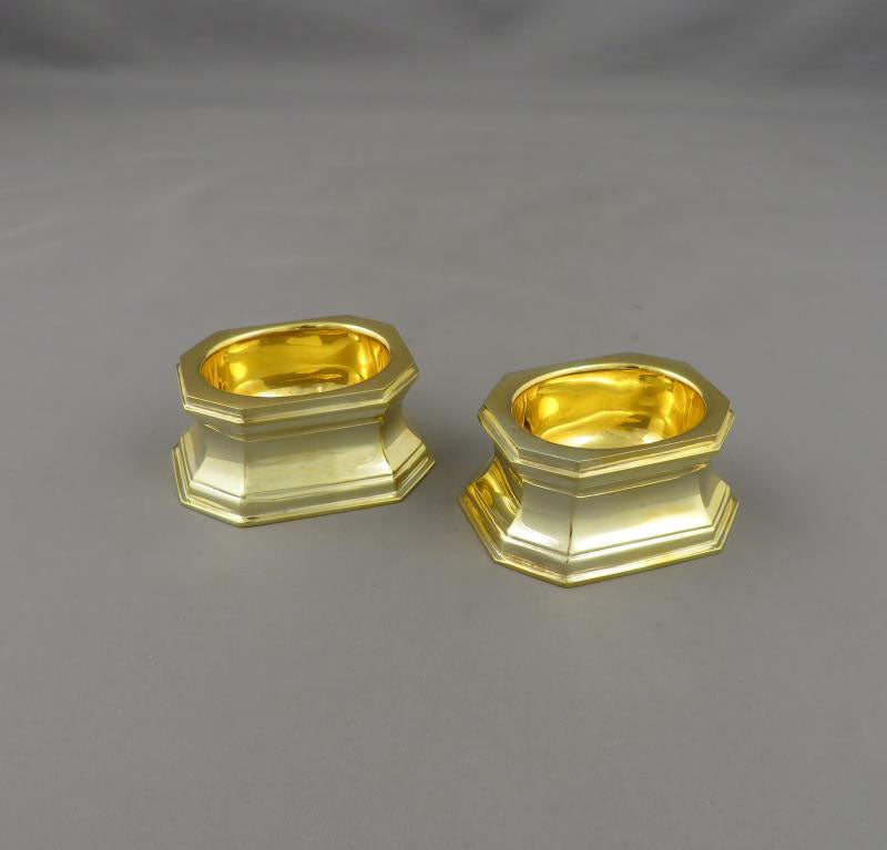 Tiffany Sterling Silver Gilt Trencher Salts - JH Tee Antiques
