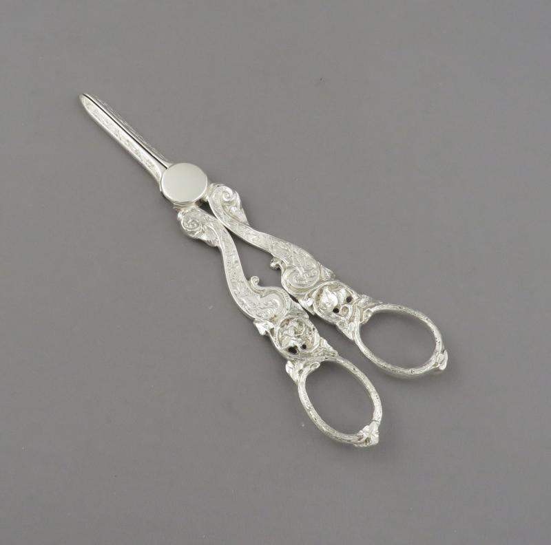 Victorian Silver Grape Shears - JH Tee Antiques
