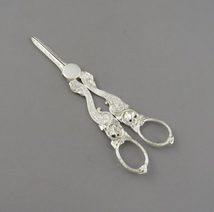 Victorian Silver Grape Shears - JH Tee Antiques