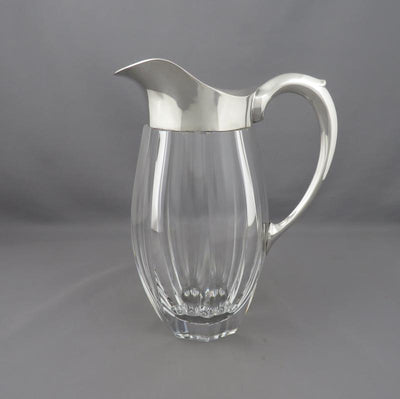 German Silver and Crystal Water Pitcher - JH Tee Antiques