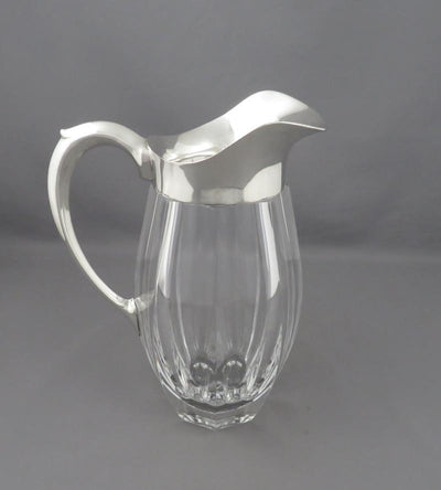 German Silver and Crystal Water Pitcher - JH Tee Antiques