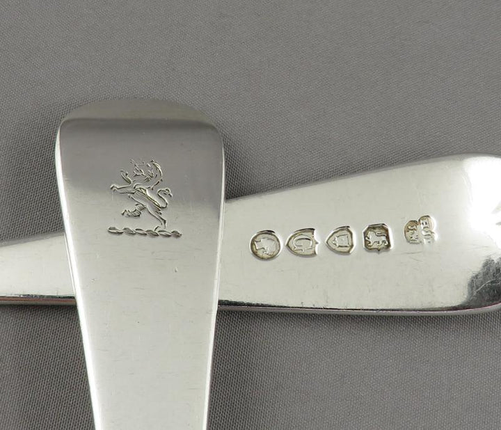 6 Victorian Sterling Silver Old English Tablespoons - JH Tee Antiques