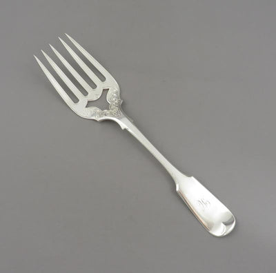 Scottish Fiddle Pattern Silver Serving Fork - JH Tee Antiques