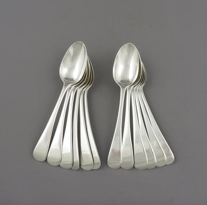 12 Victorian Silver Old English Teaspoons - JH Tee Antiques