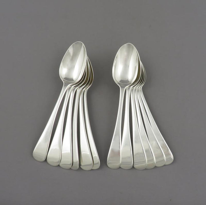 12 Victorian Silver Old English Teaspoons - JH Tee Antiques