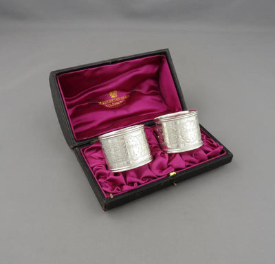 Pair of Victorian Sterling Silver Napkin Rings - JH Tee Antiques