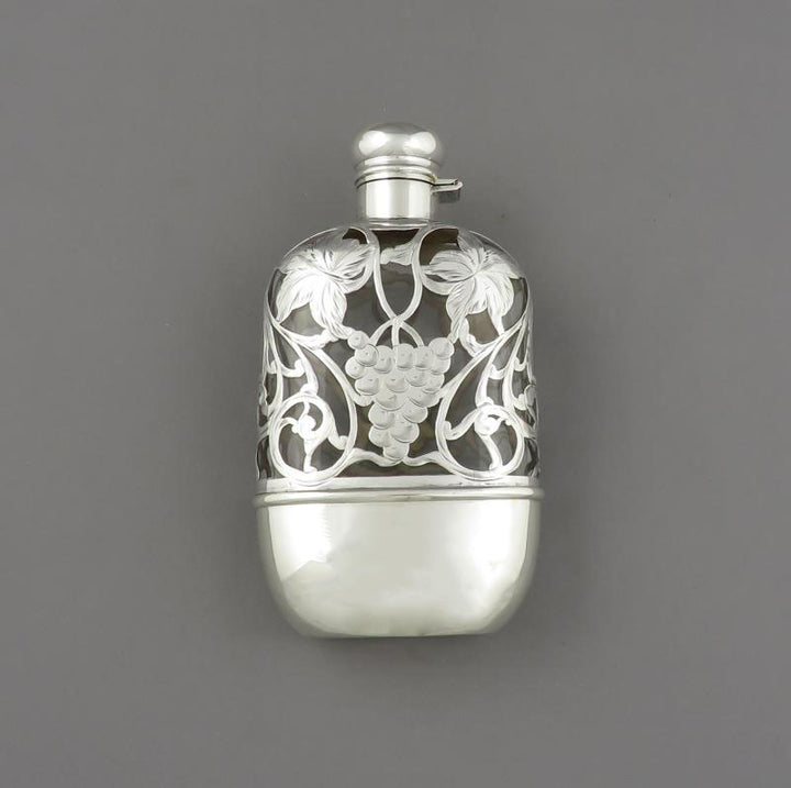 American Sterling Silver Flask - JH Tee Antiques
