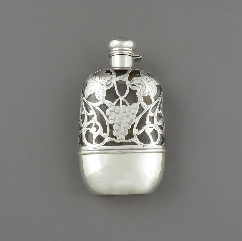 American Sterling Silver Flask - JH Tee Antiques