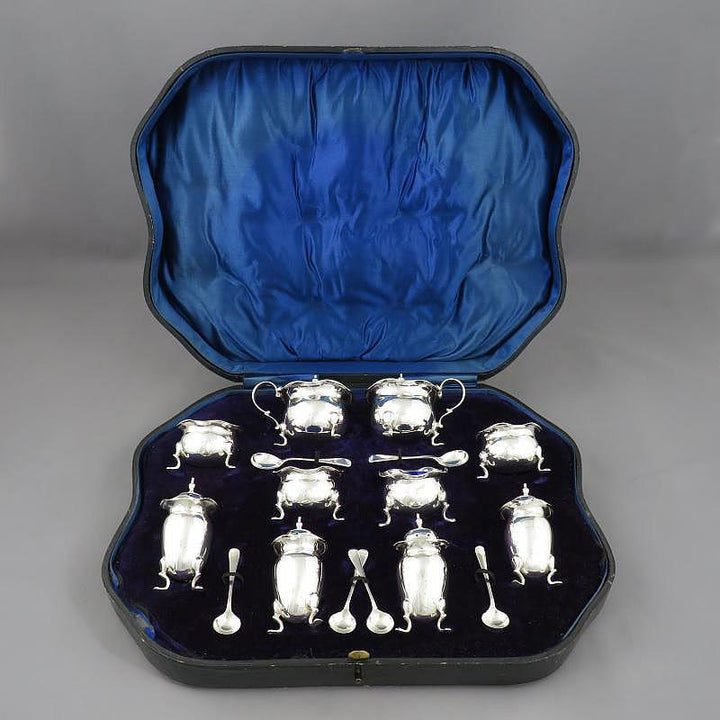 George V Sterling Silver Condiment Set - JH Tee Antiques