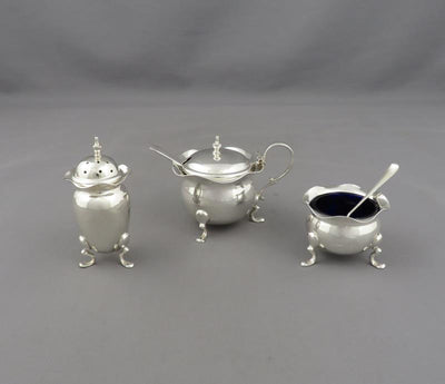 George V Sterling Silver Condiment Set - JH Tee Antiques