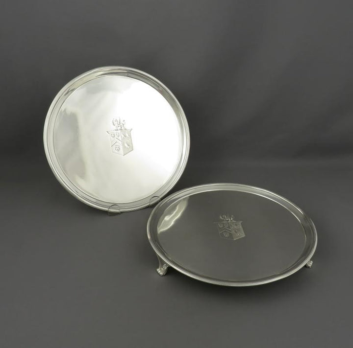 George III Sterling Silver Salvers - JH Tee Antiques