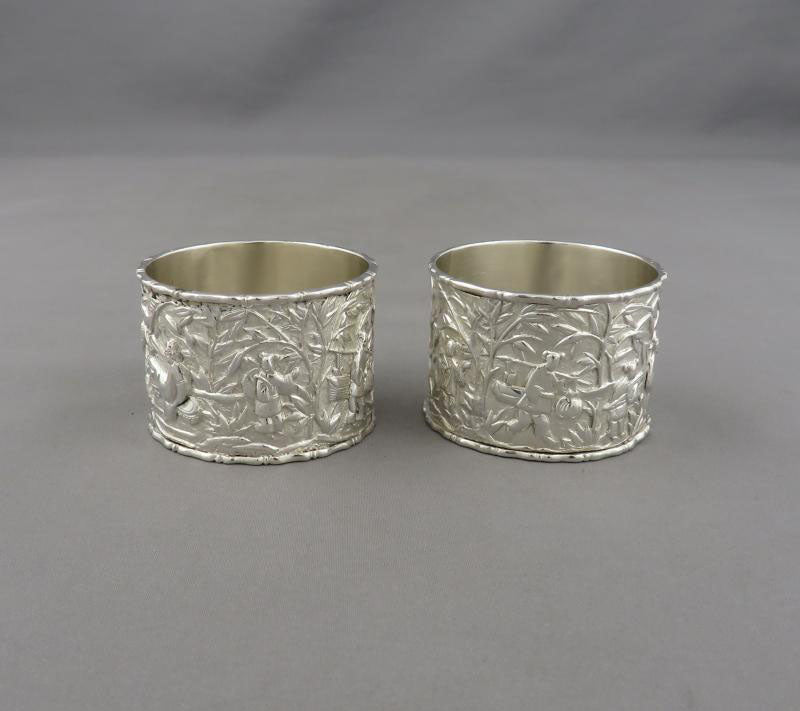 Pair of Chinese Export Silver Napkin Rings - JH Tee Antiques
