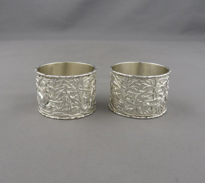 Pair of Chinese Export Silver Napkin Rings - JH Tee Antiques