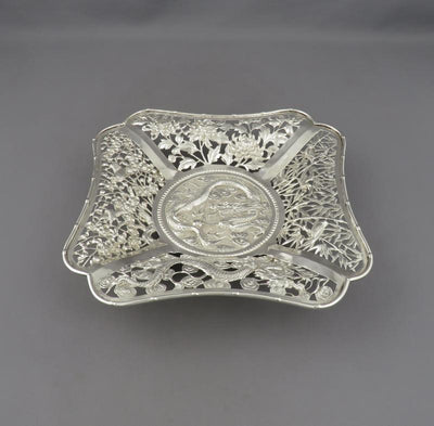 Chinese Export Silver Dessert Dish - JH Tee Antiques