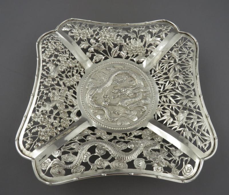 Chinese Export Silver Dessert Dish - JH Tee Antiques