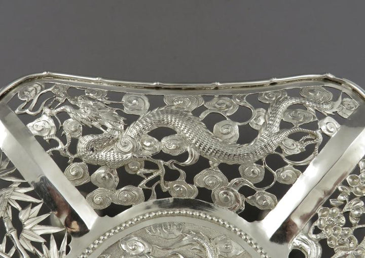 Chinese Export Silver Dessert Dish - JH Tee Antiques