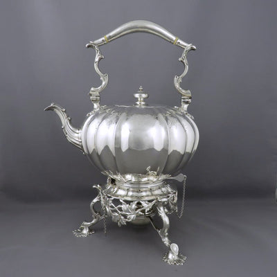 Victorian Sterling Silver Kettle on Stand - JH Tee Antiques