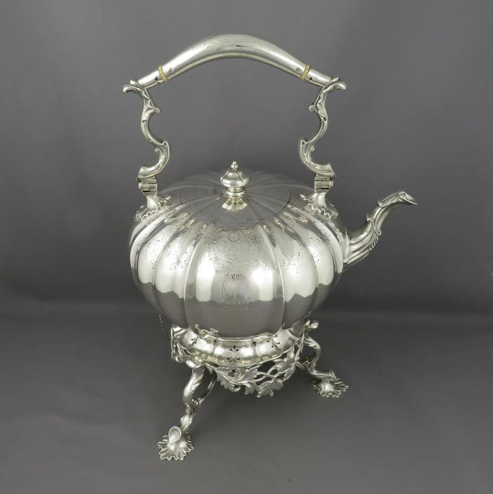 Victorian Sterling Silver Kettle on Stand - JH Tee Antiques