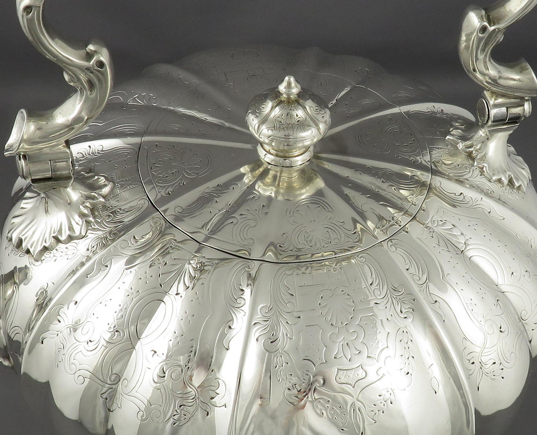 Victorian Sterling Silver Kettle on Stand - JH Tee Antiques