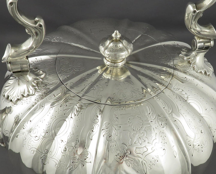 Victorian Sterling Silver Kettle on Stand - JH Tee Antiques
