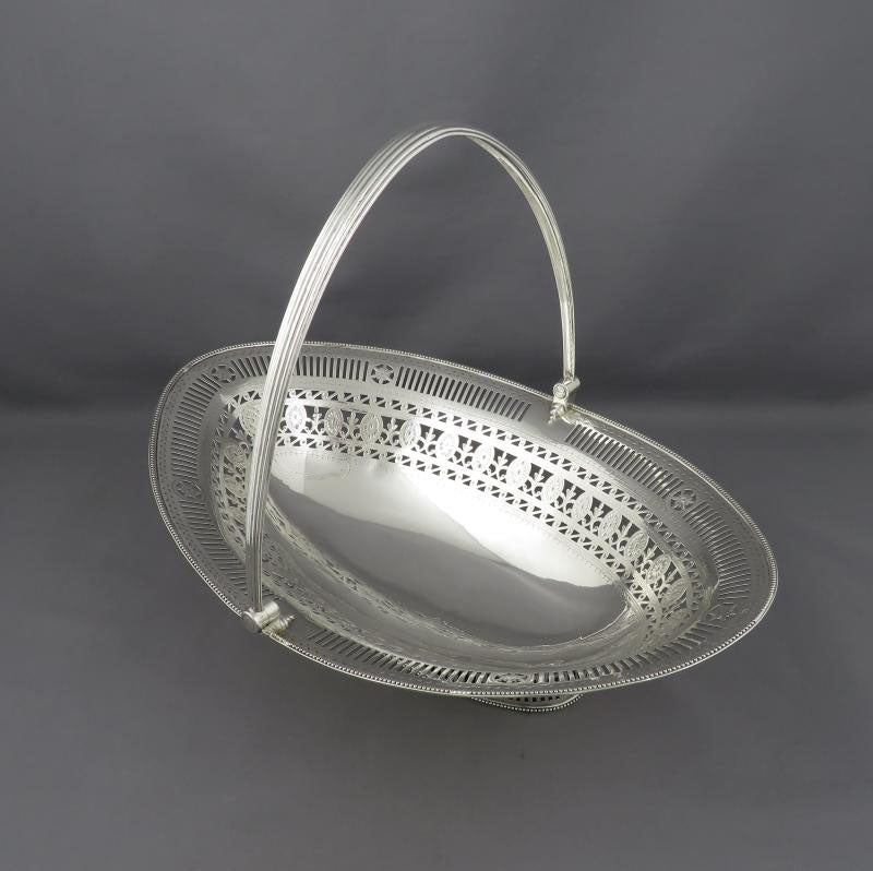 George III Neoclassical Silver Basket - JH Tee Antiques