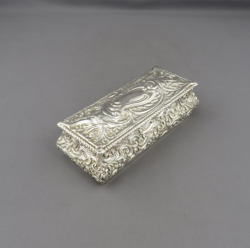 Victorian Sterling Silver Jewellery Box - JH Tee Antiques