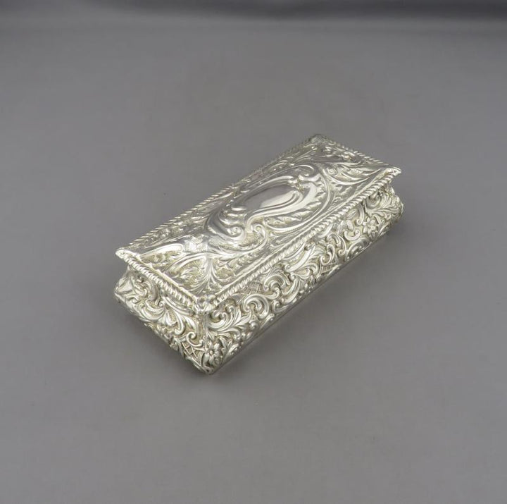 Victorian Sterling Silver Jewellery Box - JH Tee Antiques