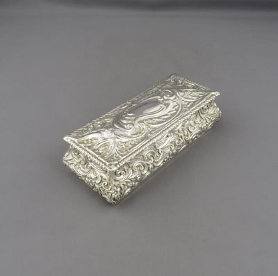 Victorian Sterling Silver Jewellery Box - JH Tee Antiques