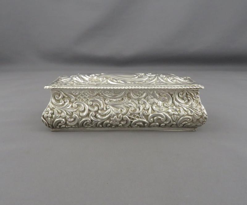Victorian Sterling Silver Jewellery Box - JH Tee Antiques