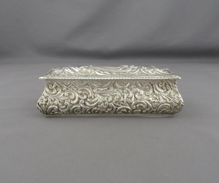 Victorian Sterling Silver Jewellery Box - JH Tee Antiques