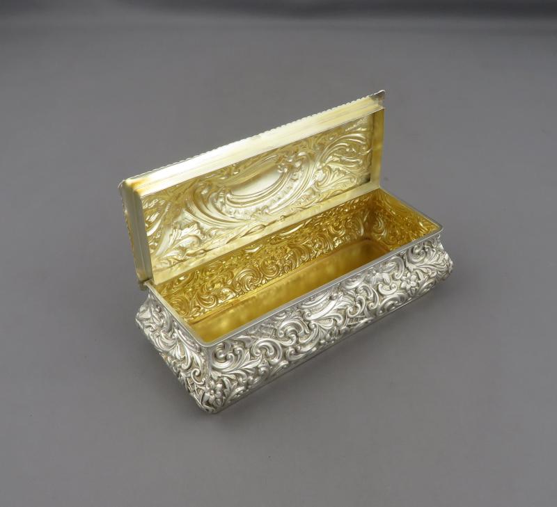 Victorian Sterling Silver Jewellery Box - JH Tee Antiques