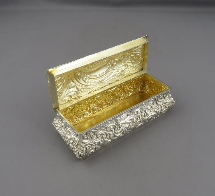 Victorian Sterling Silver Jewellery Box - JH Tee Antiques