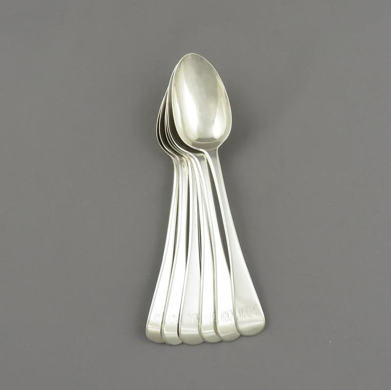Six George IV Sterling Silver Teaspoons - JH Tee Antiques