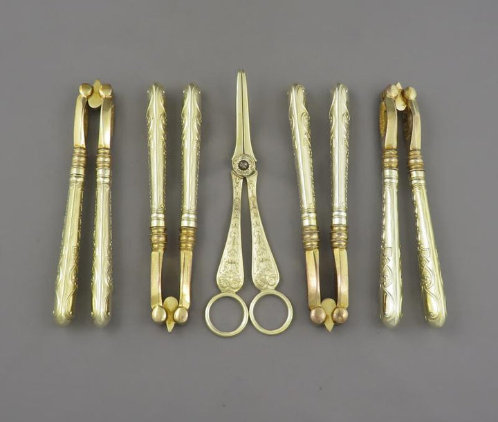 Elizabethan Pattern Silver Gilt Flatware Service for 18 - JH Tee Antiques