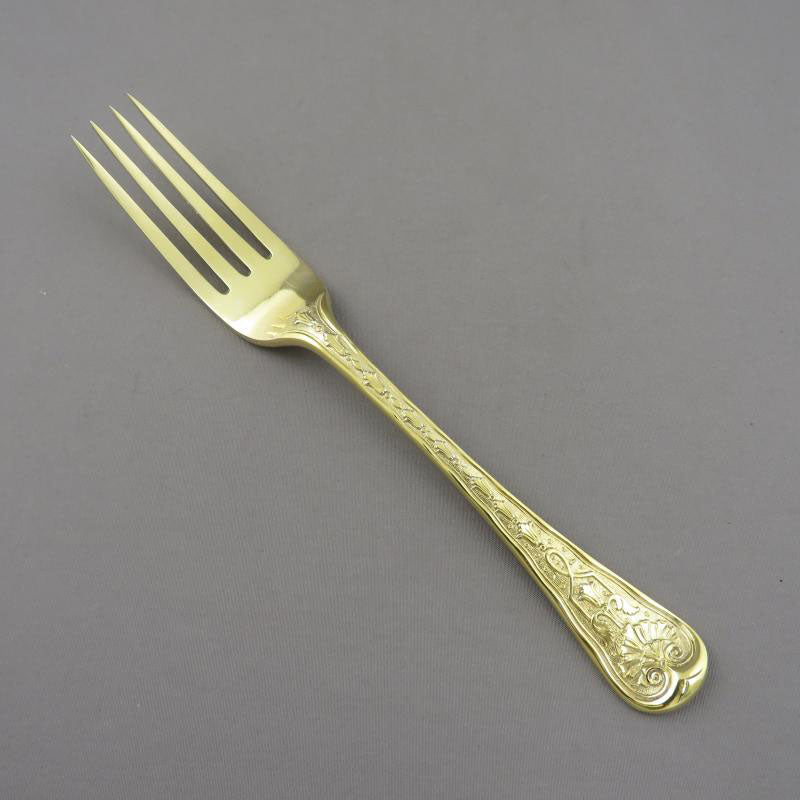 Elizabethan Pattern Silver Gilt Flatware Service for 18 - JH Tee Antiques