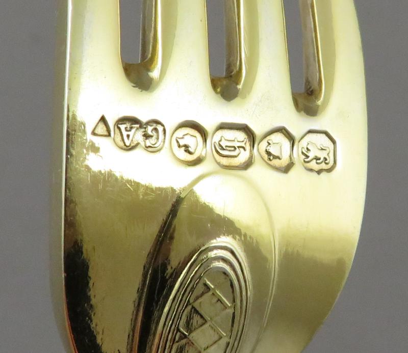 Elizabethan Pattern Silver Gilt Flatware Service for 18 - JH Tee Antiques