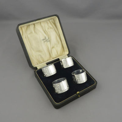 Set of 4 Victorian Sterling Silver Napkin Rings - JH Tee Antiques