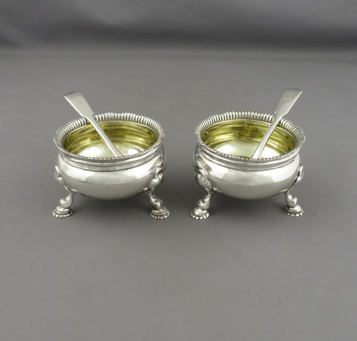 Pair of English Sterling Silver Open Salts - JH Tee Antiques