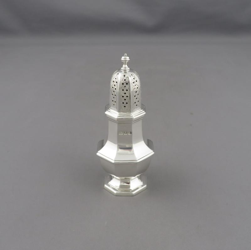 Set of Four English Silver Pepper Shakers - JH Tee Antiques