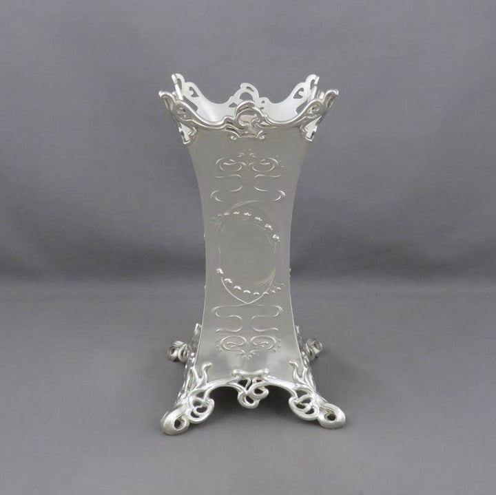 Edwardian Art Nouveau Silver Vase - JH Tee Antiques