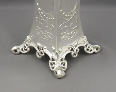 Edwardian Art Nouveau Silver Vase - JH Tee Antiques