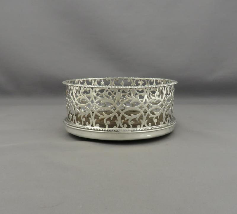 Edwardian Sterling Silver Wine Coaster - JH Tee Antiques